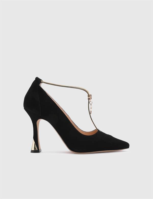 Samira Black Suede Leather Women's Pump