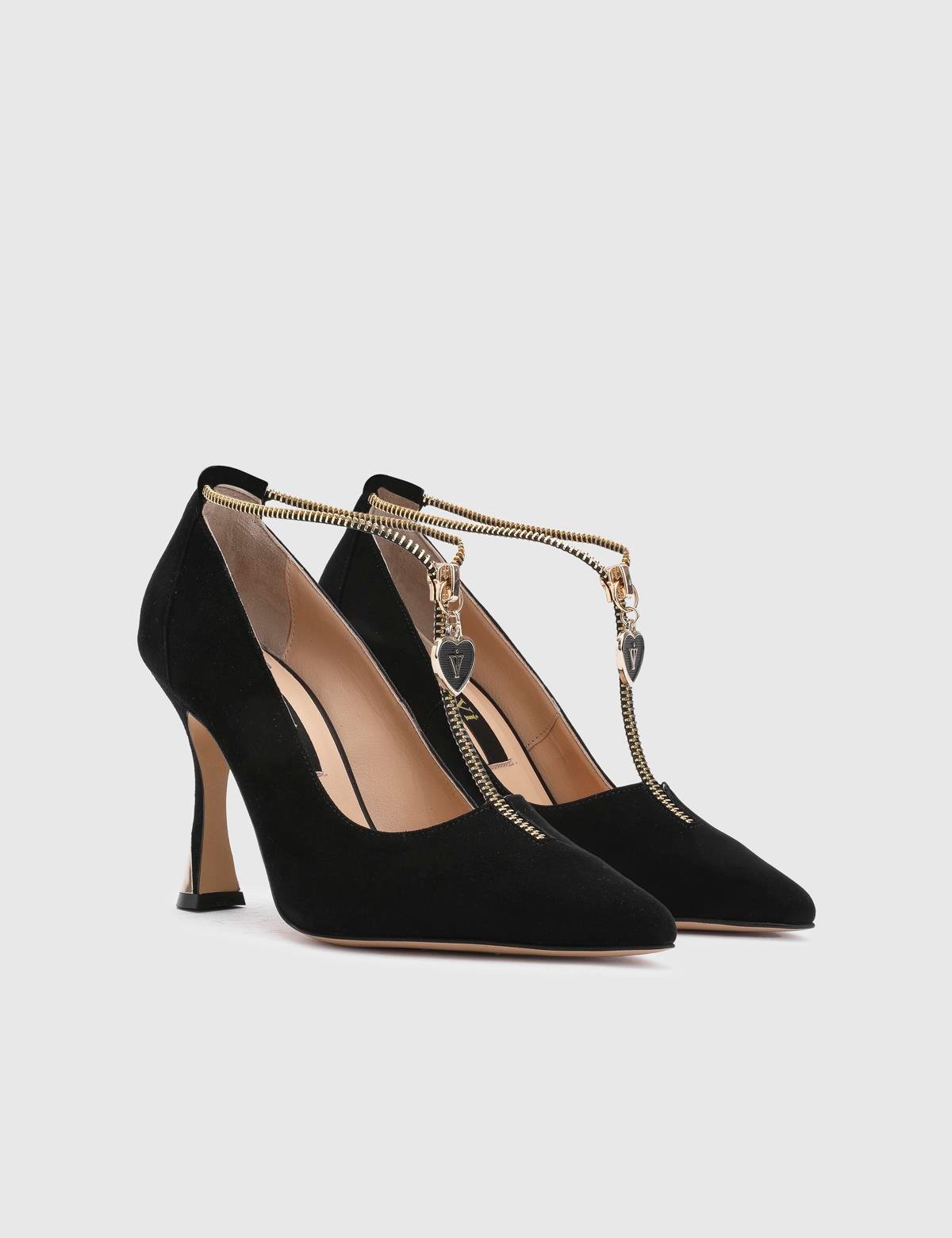 Samira Black Suede Leather Women's Pump