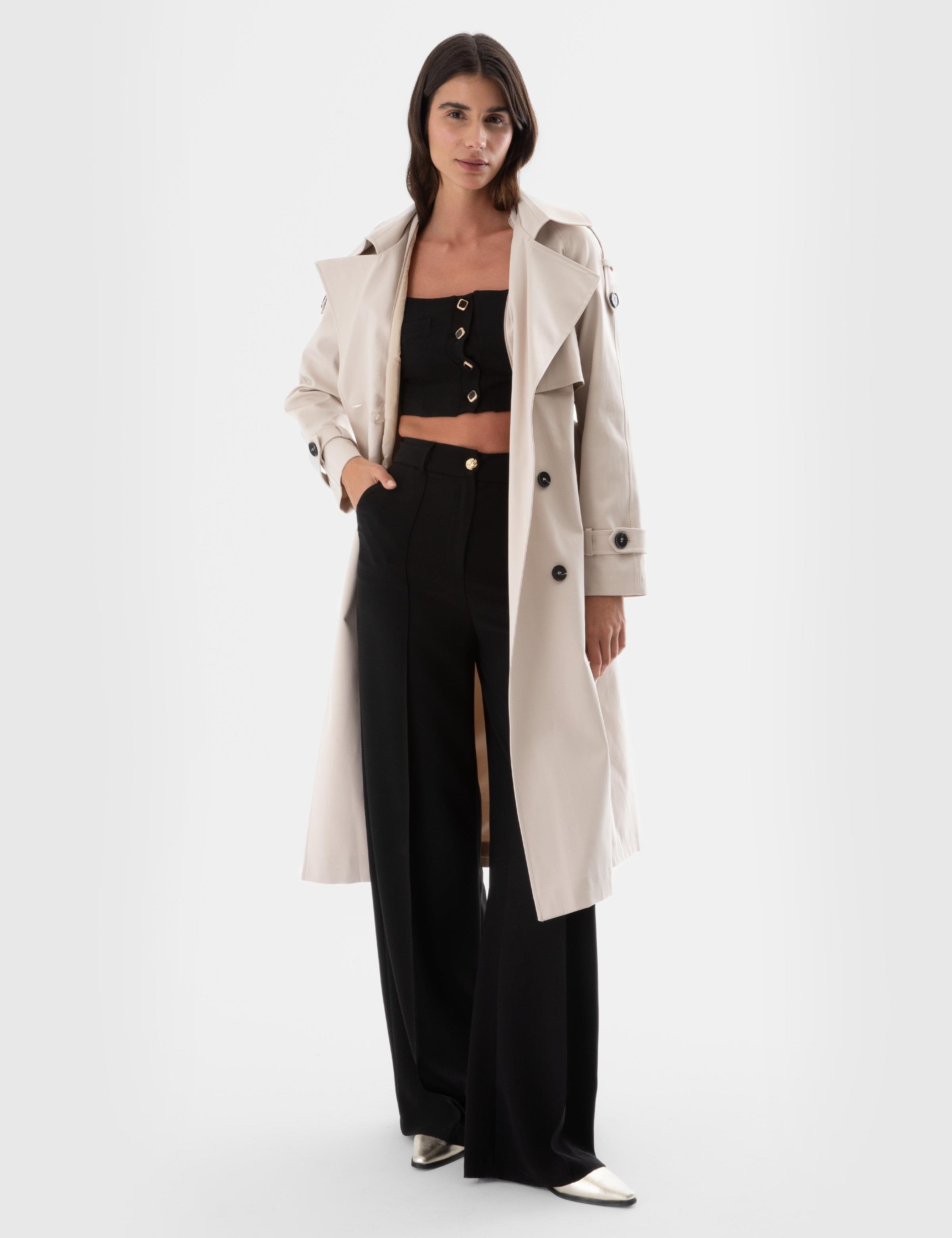 Savino Beige Women's Trench Coat