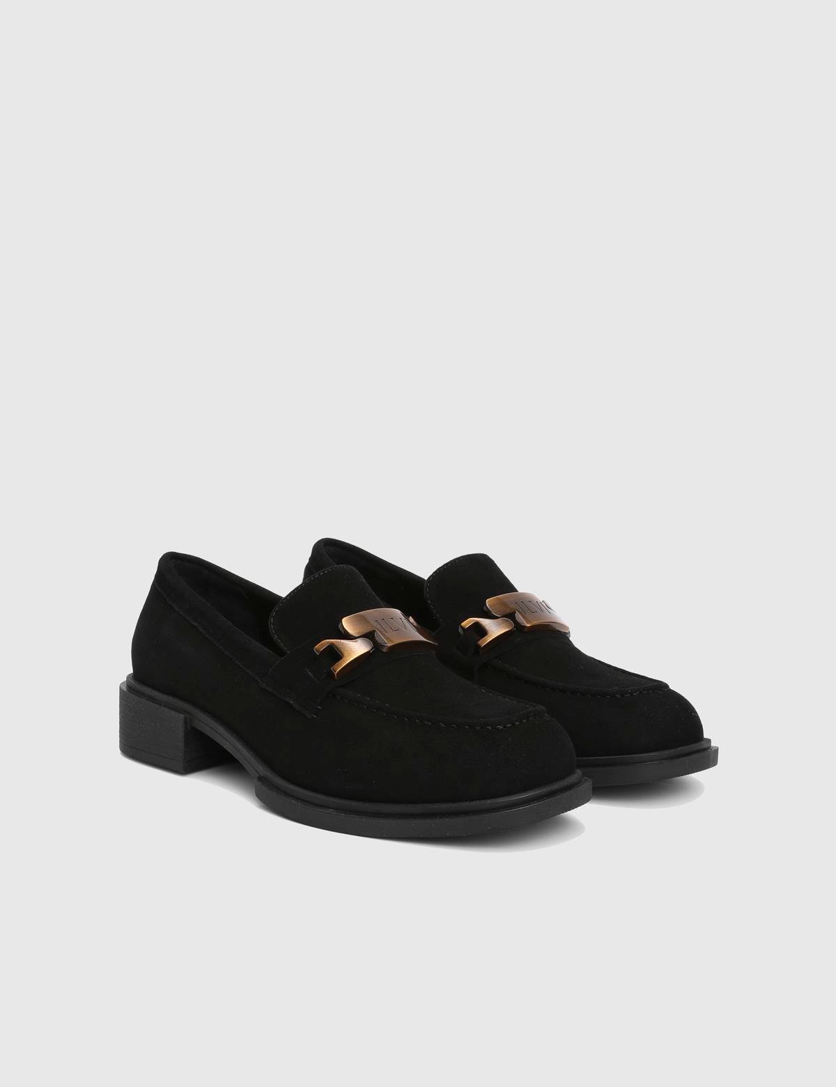 Sementa Black Suede Leather Women's Loafer