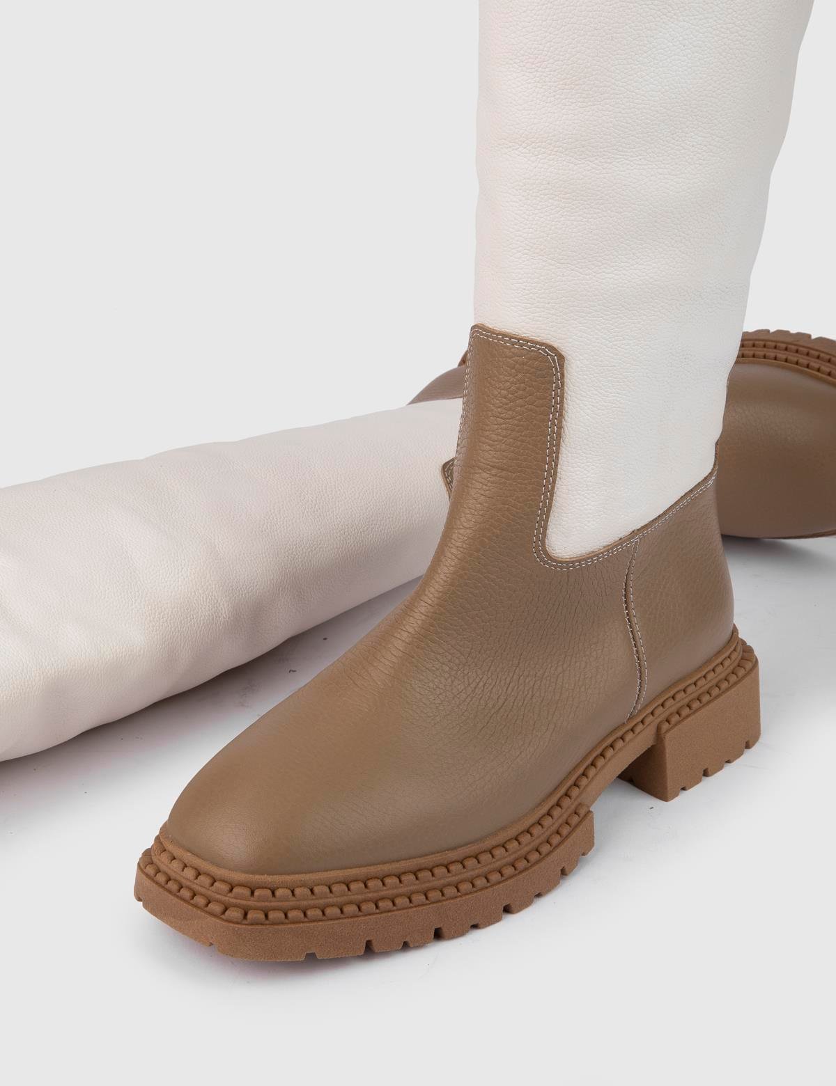 Sergo Mink-White Leather Women's High Boot