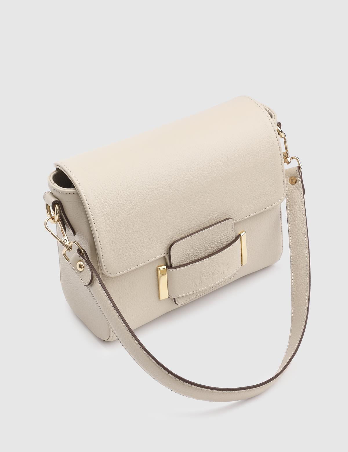 Sofie Beige Floater Leather Women's Shoulder Bag