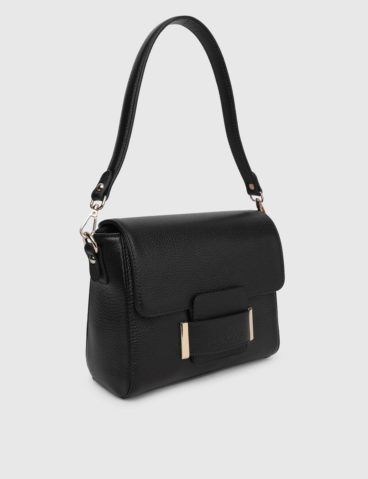 Sofie Black Floater Leather Women's Shoulder Bag