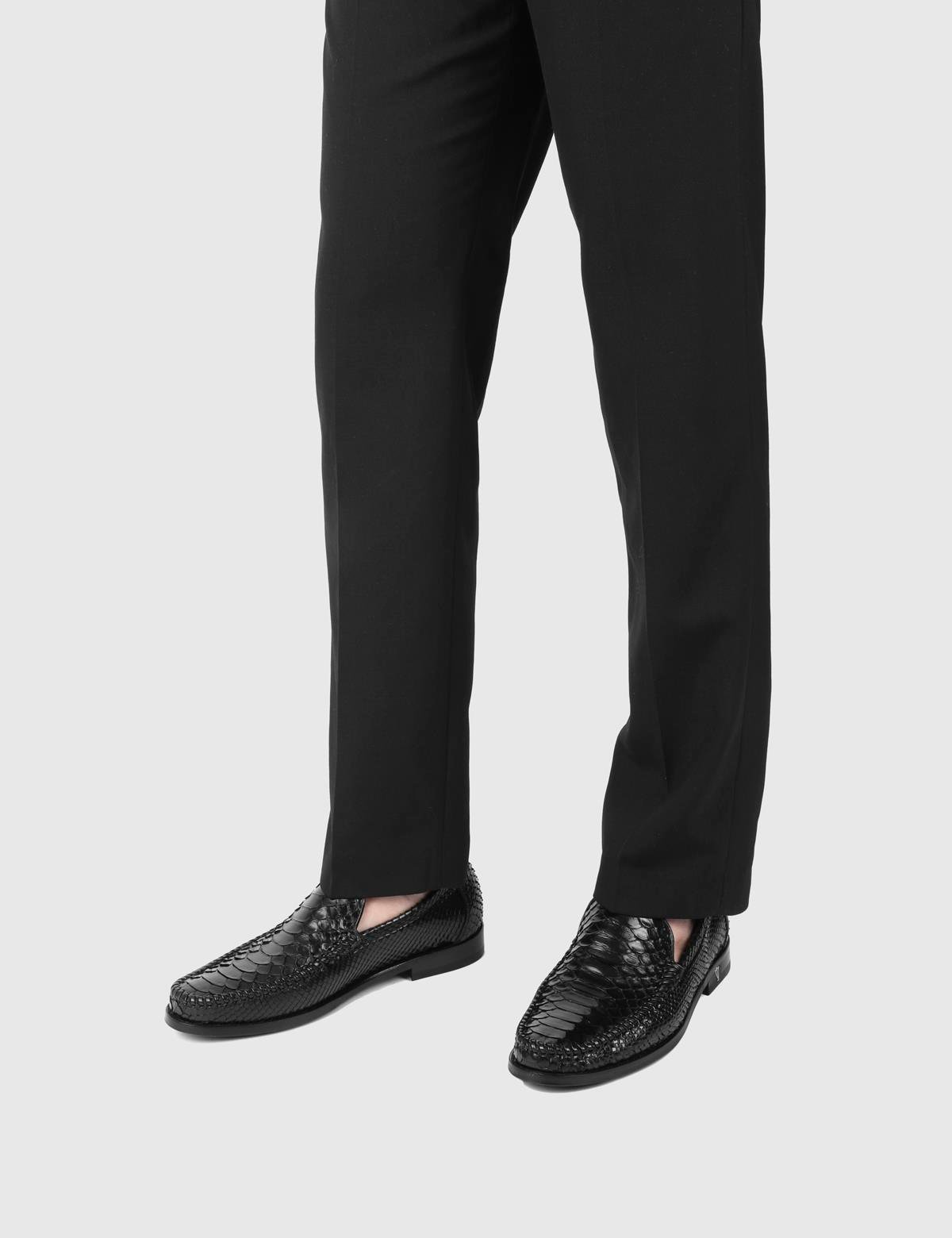 Srosh Black Snake Leather Men's Loafer