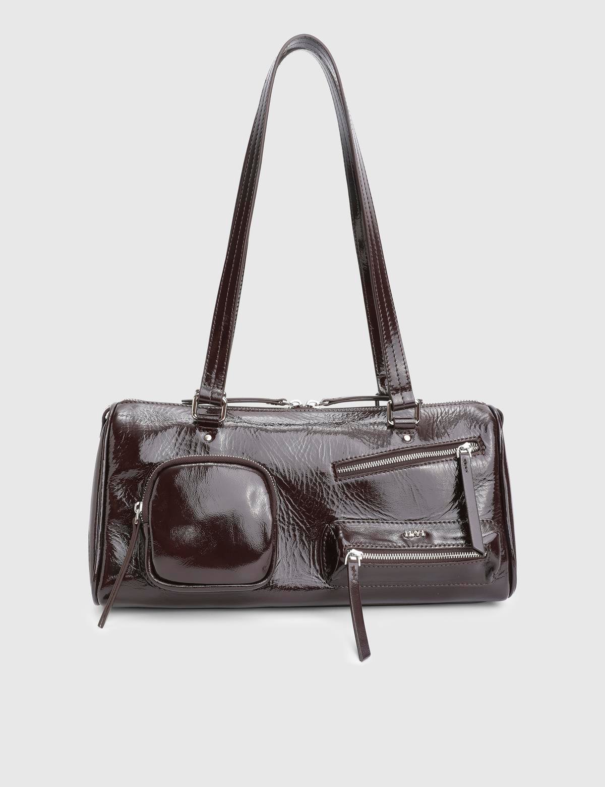 Stery Dark Burgundy Patent Leather Women's Shoulder Bag