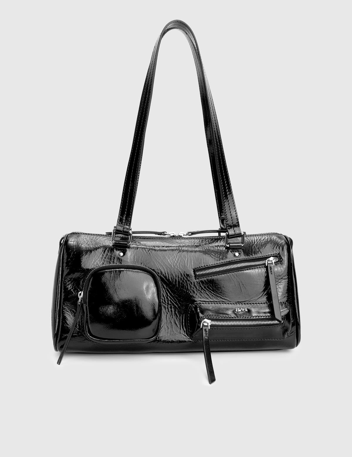 Stery Black Patent Leather Women's Shoulder Bag