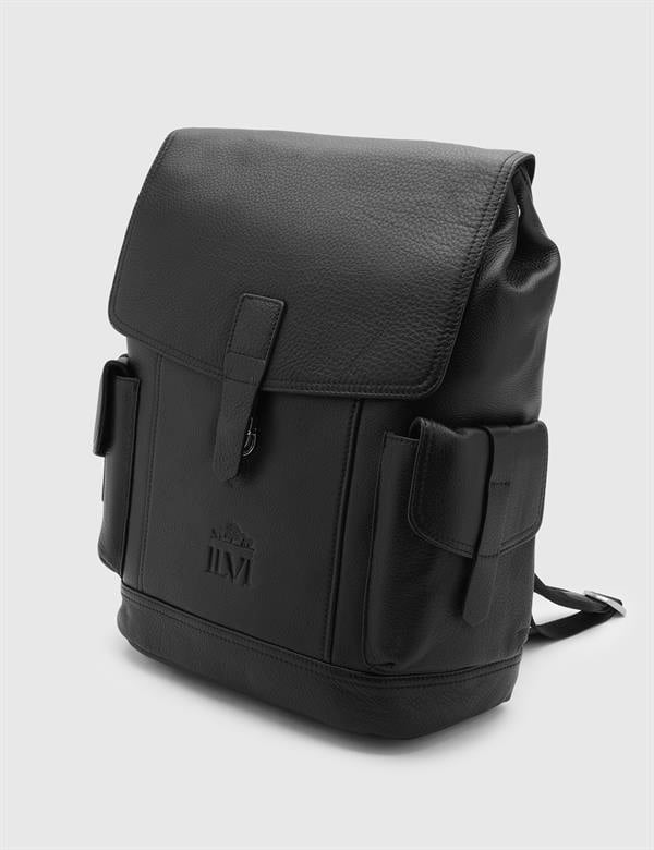Sven Black Leather Men's Backpack