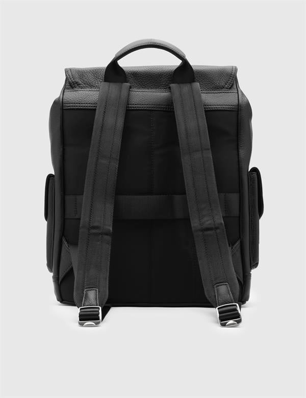 Sven Black Leather Men's Backpack