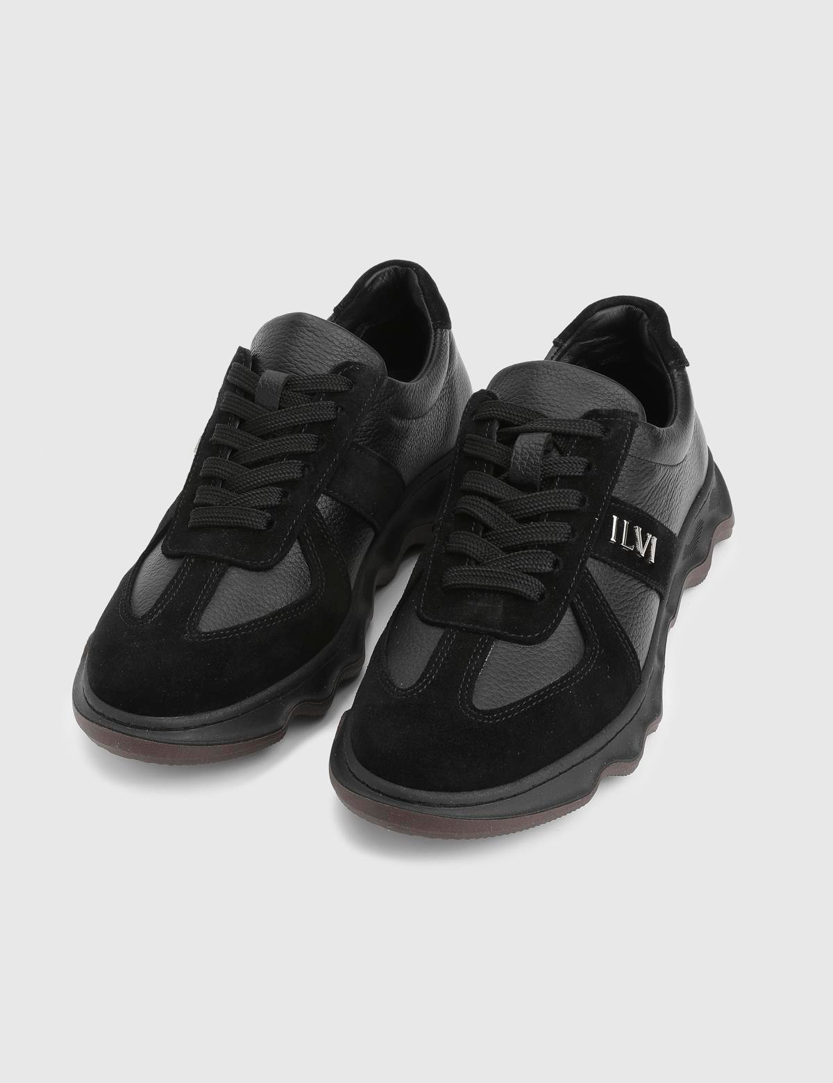 Tafsa Black Floater Leather Suede Women's Sneaker