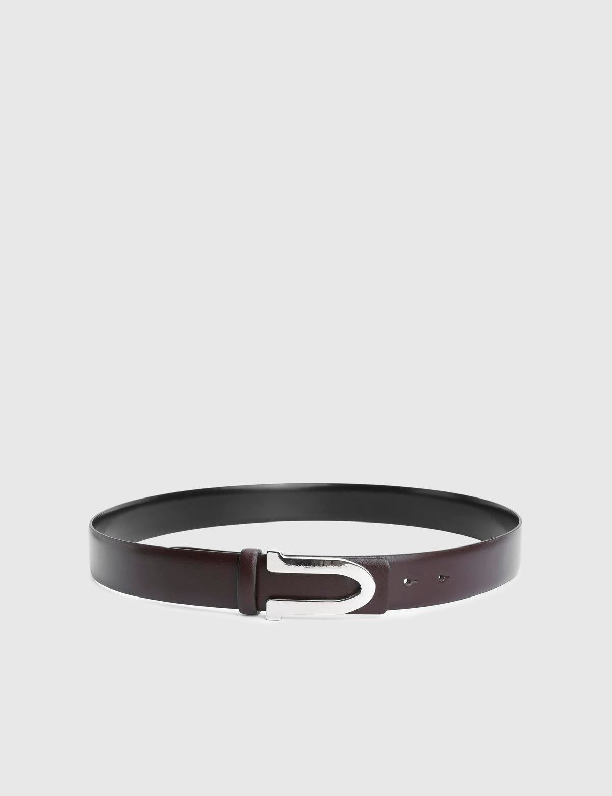 Tale Brown Black Florentic Leather Men's Belt
