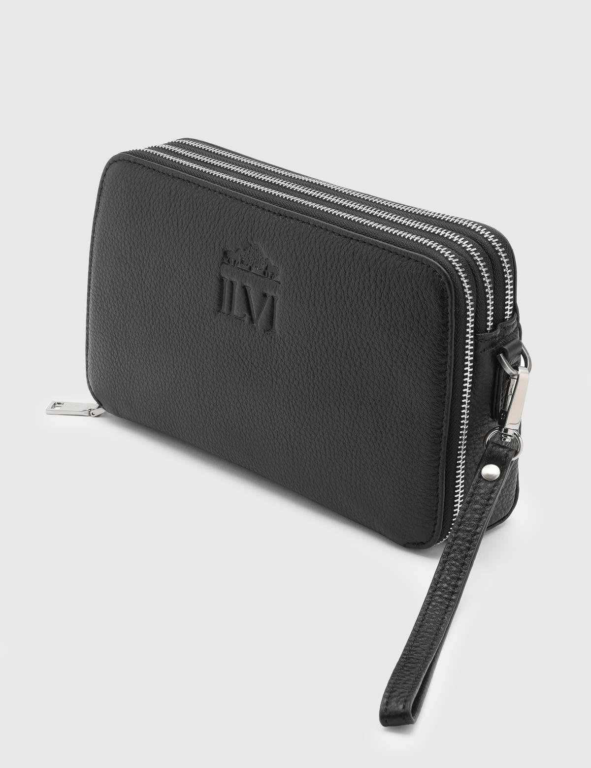 Teo Black Leather Men's Handbag