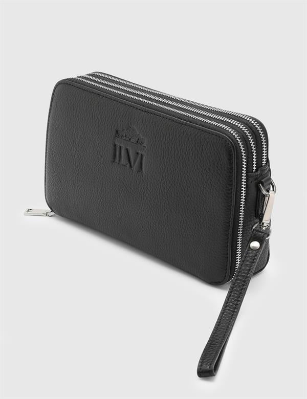Teo Black Leather Men's Handbag
