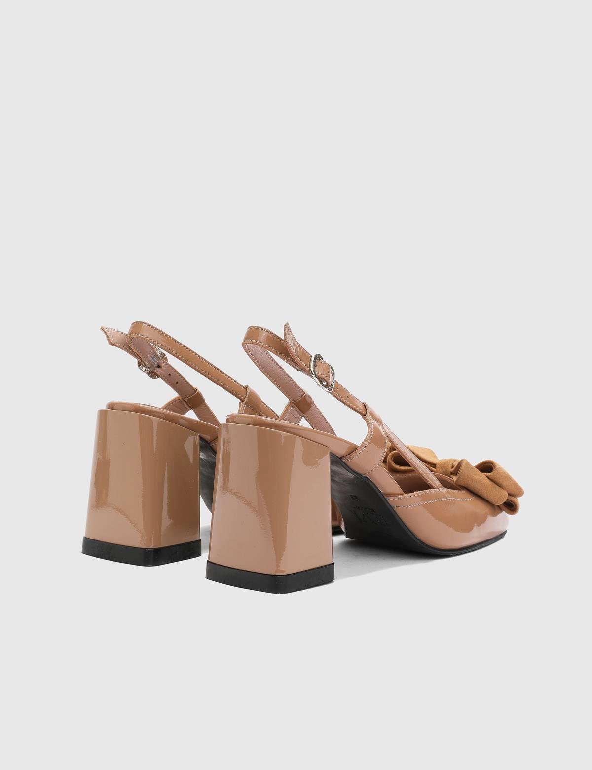 Tijana Saddle Brown Patent Leather Women's Heeled Sandal