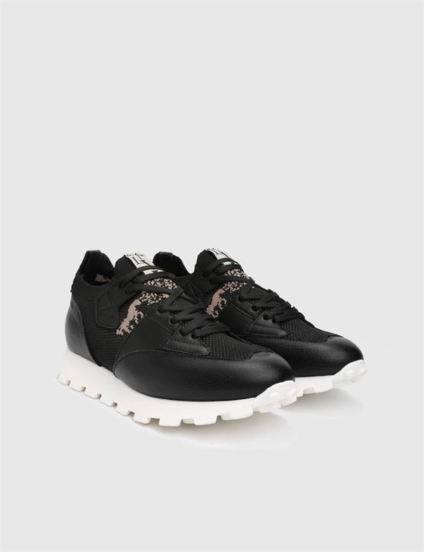Torres Black Leather Fabric Men's Sneaker