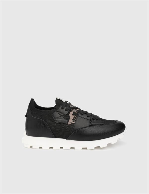 Torres Black Leather Fabric Men's Sneaker