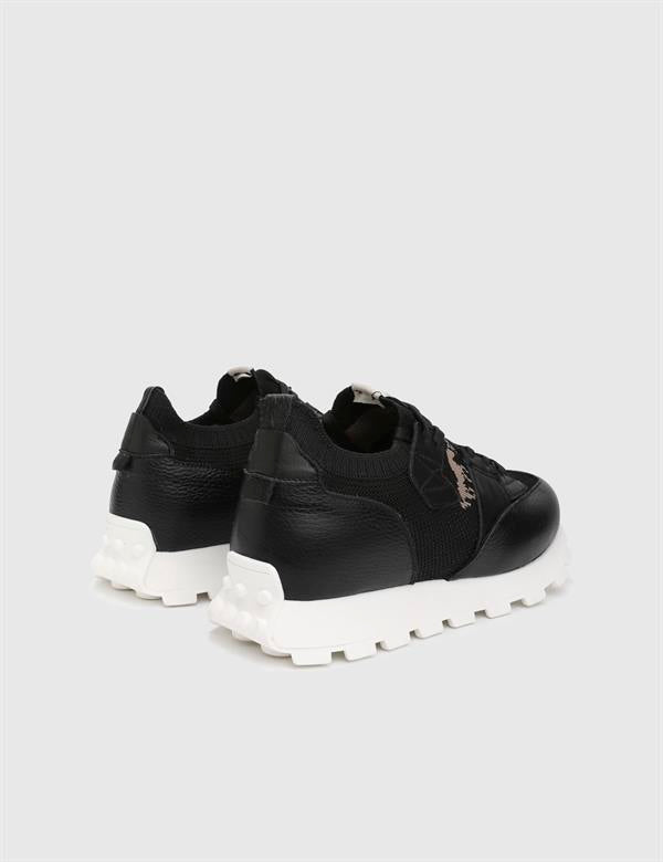 Torres Black Leather Fabric Men's Sneaker