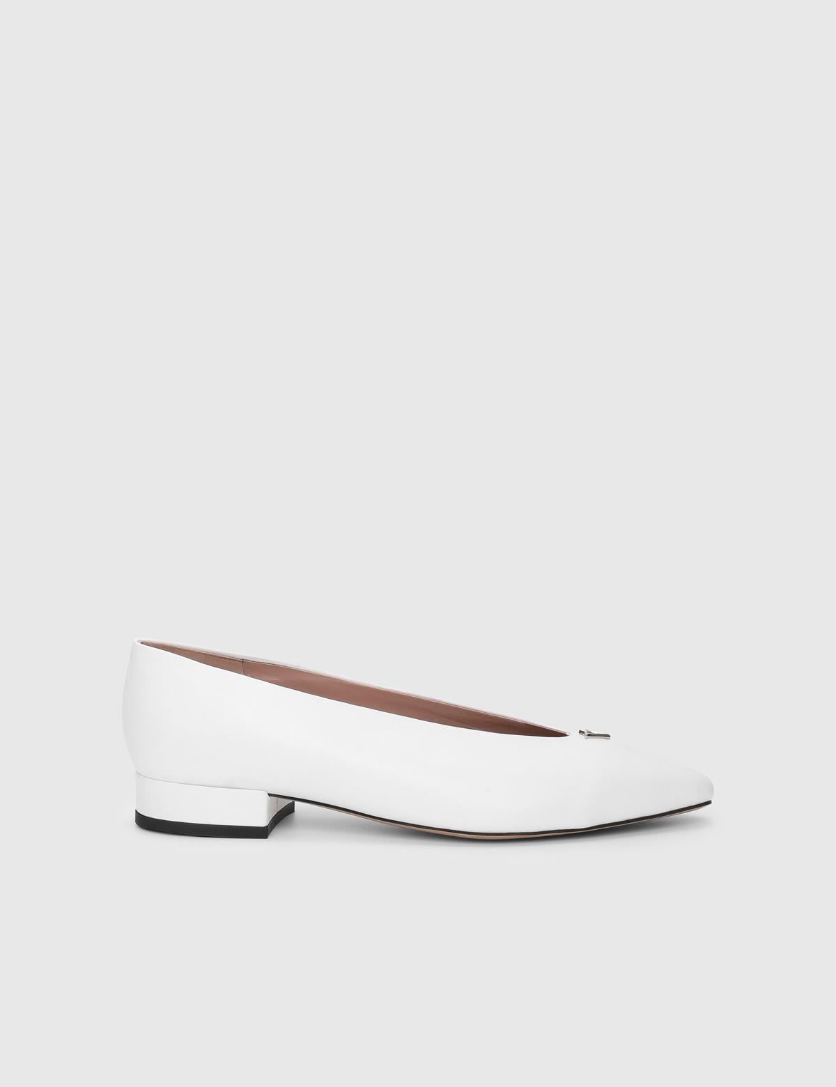 Toth White Leather Women's Ballerina