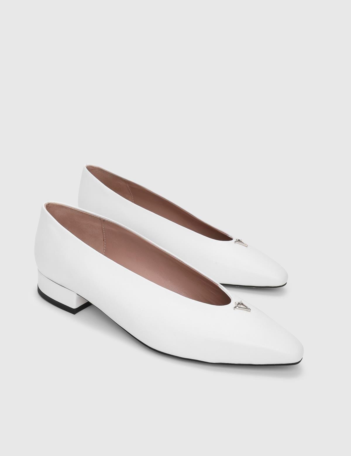 Toth White Leather Women's Ballerina
