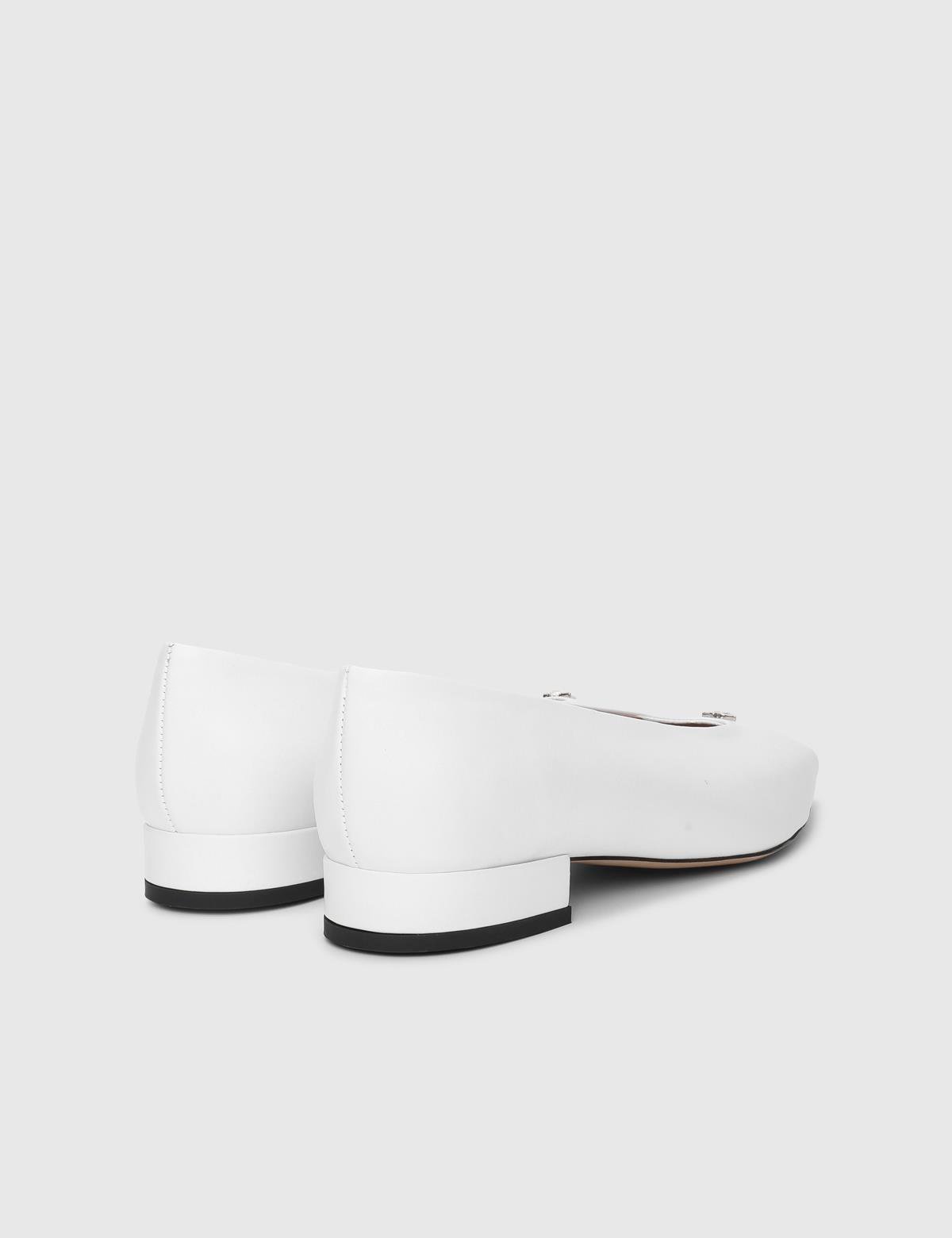 Toth White Leather Women's Ballerina