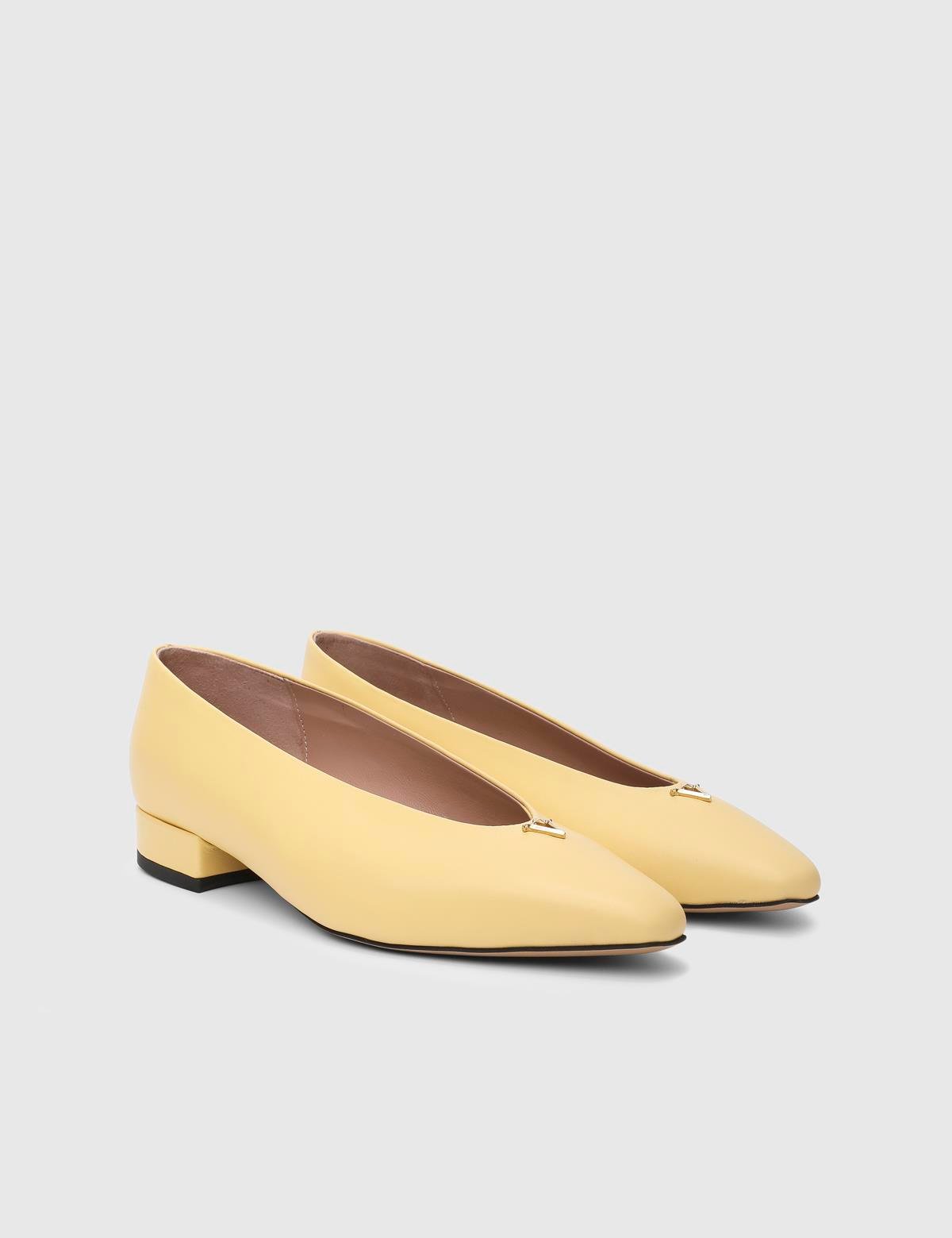 Toth Yellow Leather Women's Ballerina