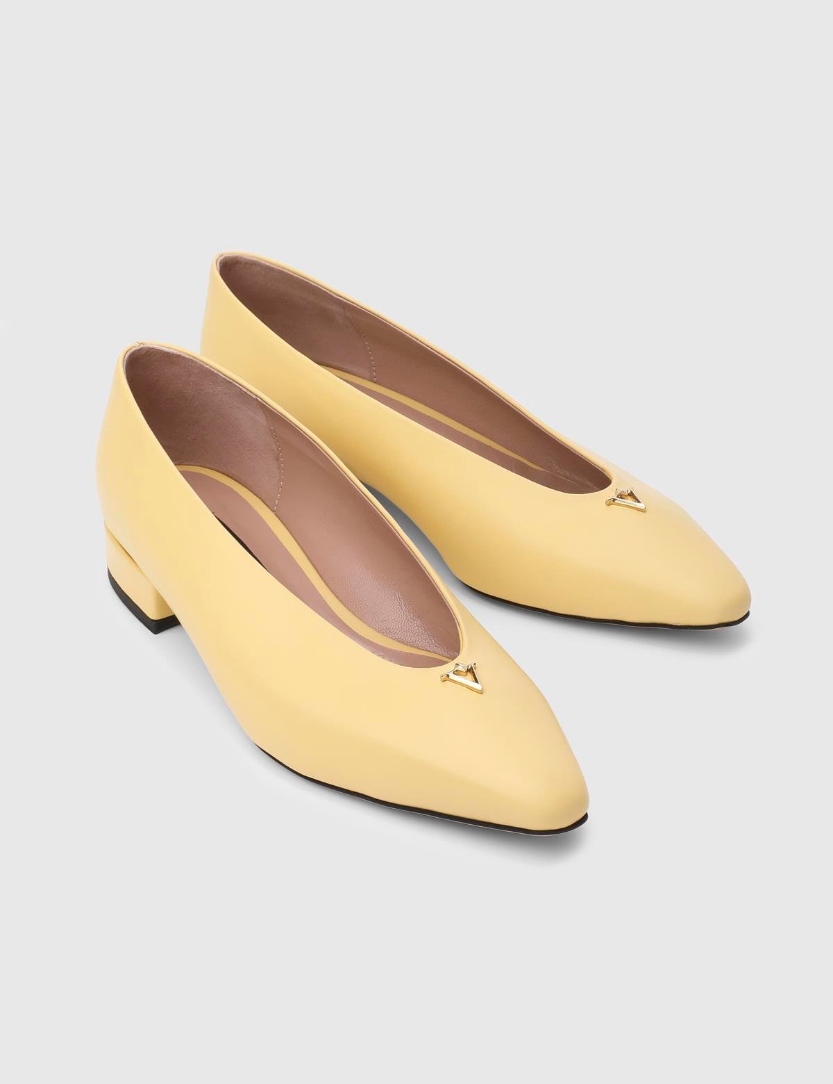 Toth Yellow Leather Women's Ballerina