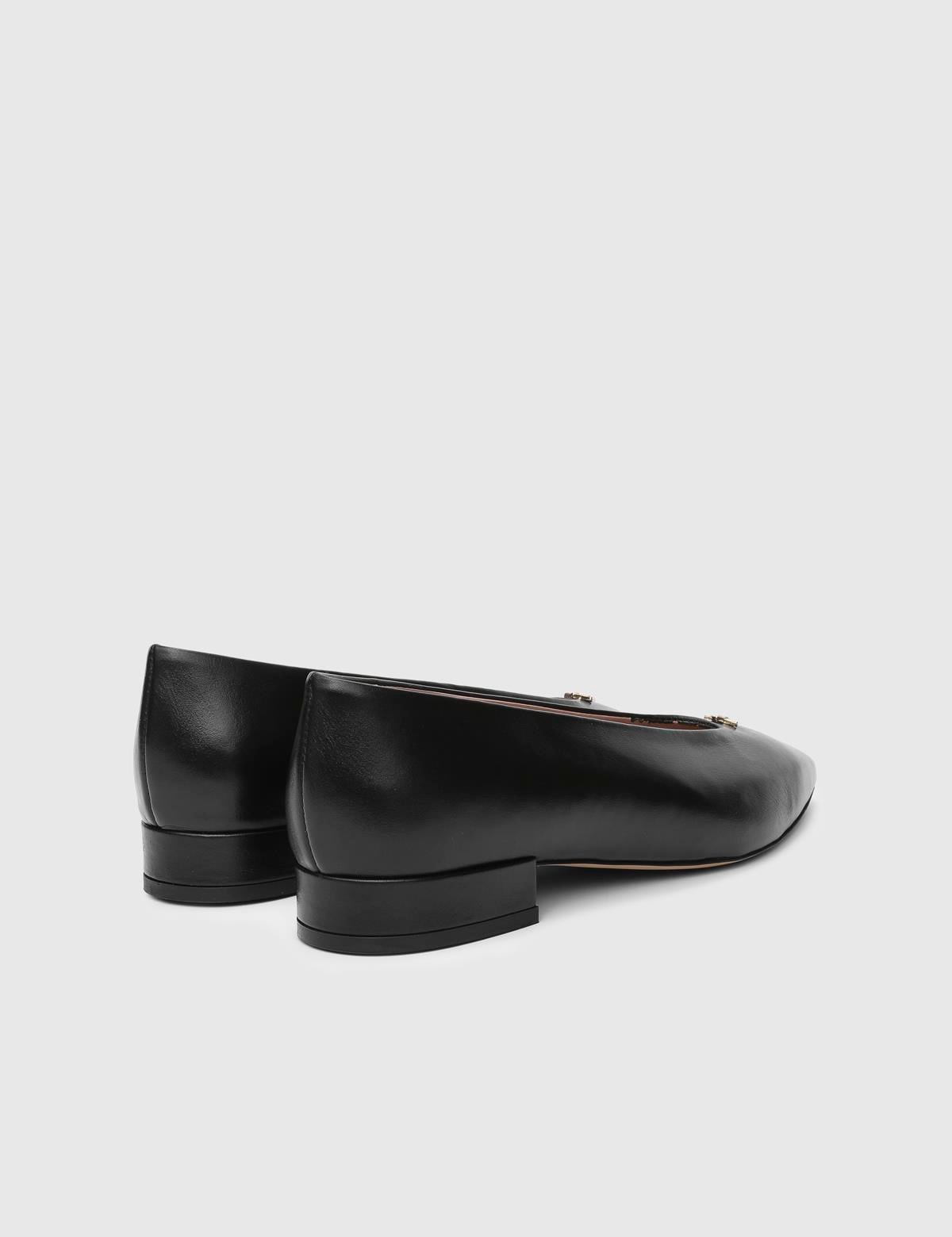 Toth Black Leather Women's Ballerina