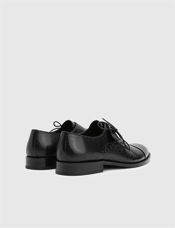 Toure Black Leather-Crocodile Men's Classic Shoe