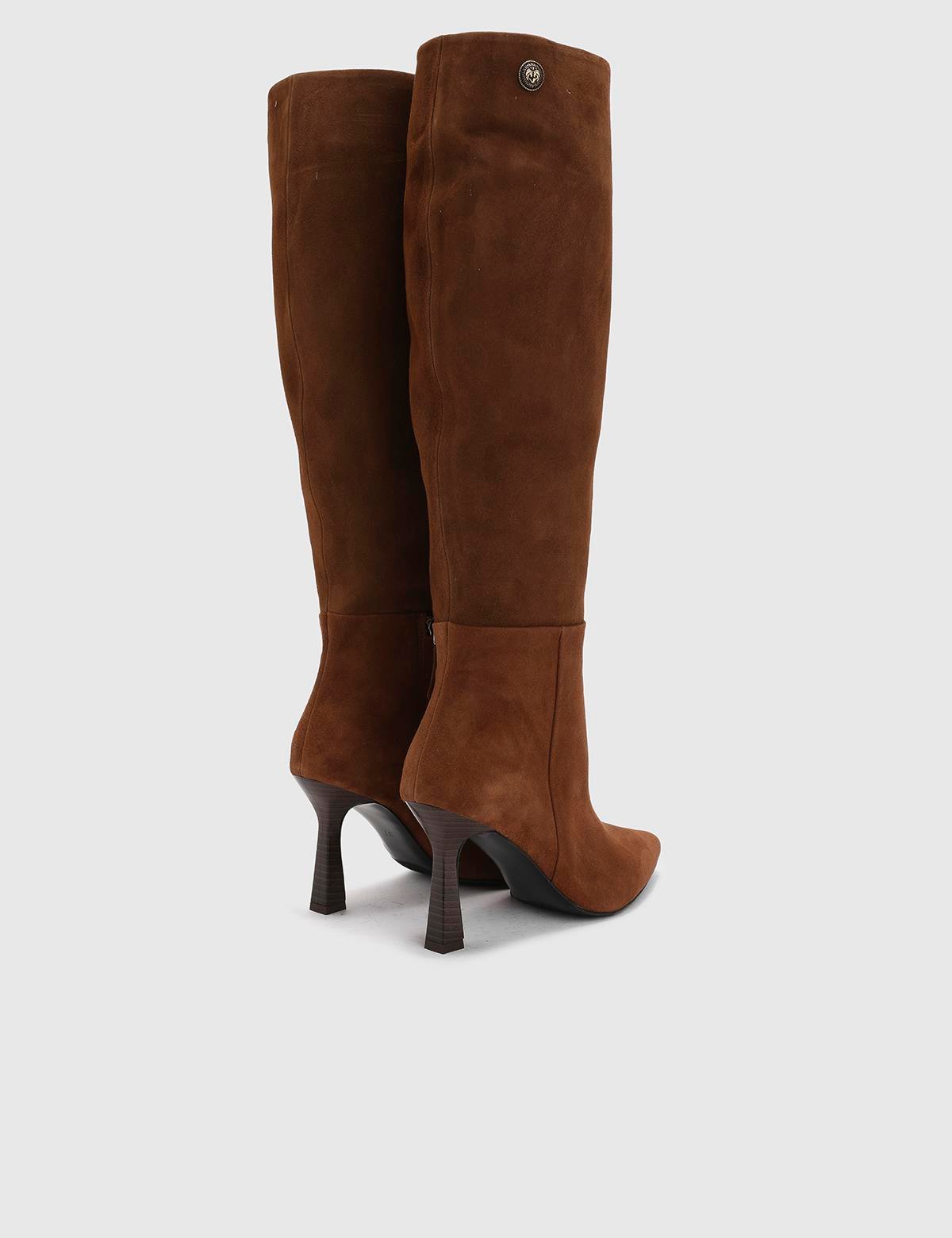 Treuh Saddle Brown Suede Leather Women's Heeled High Boot