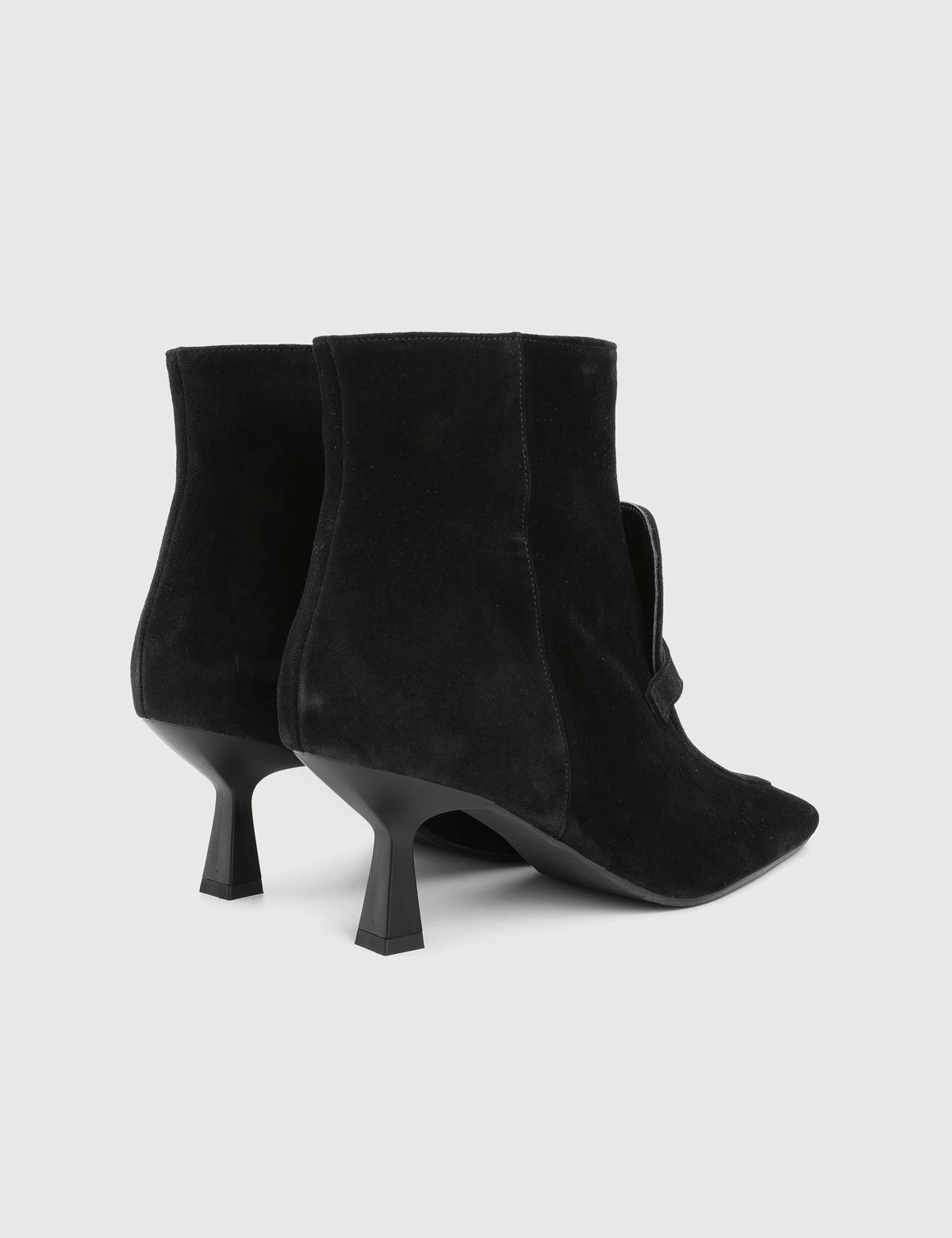 Tufty Black Suede Leather Women's Heeled Boot