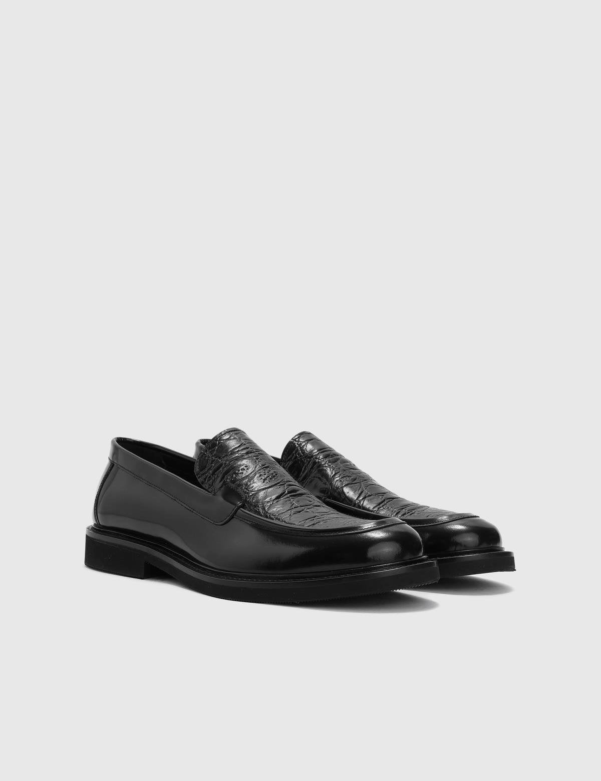 Uppsala Black Leather Men's Loafer