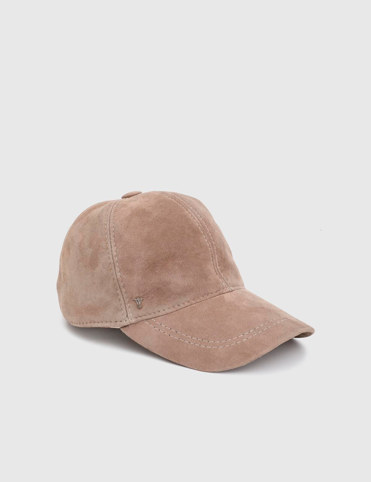 Valguri Beige Unisex Suede Leather Cap