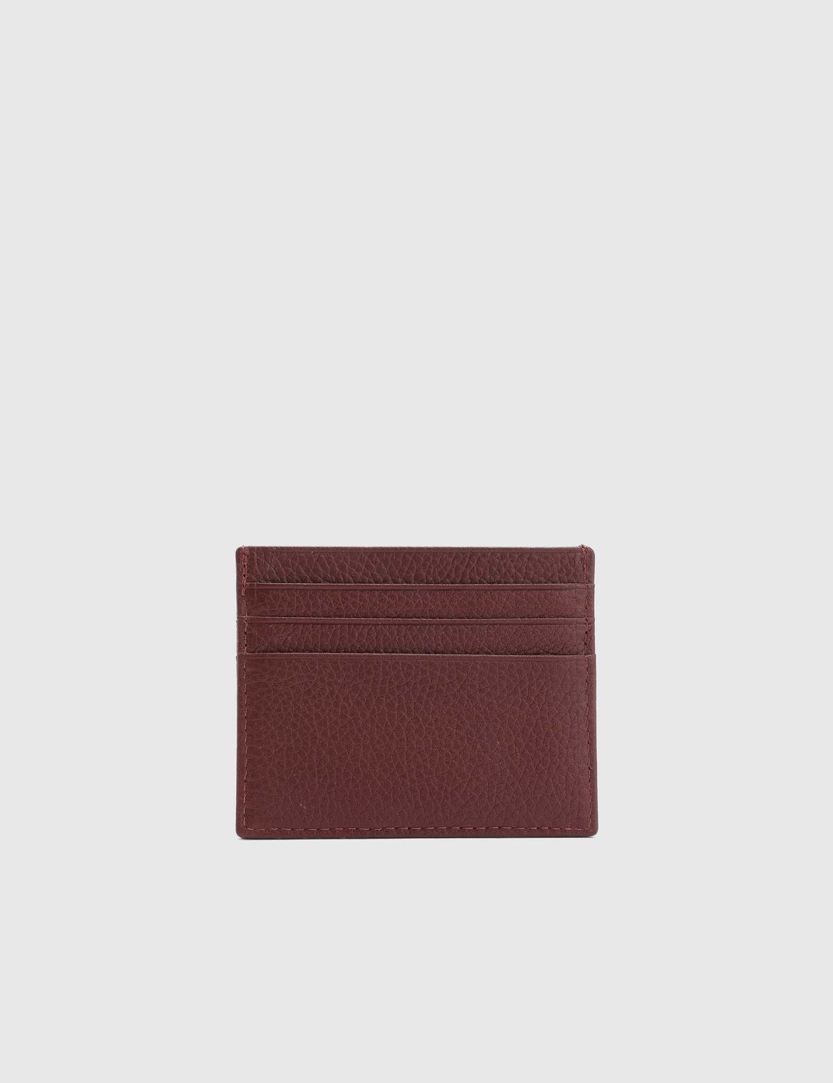 Varanasi Burgundy Floater Leather Unisex Card Holder