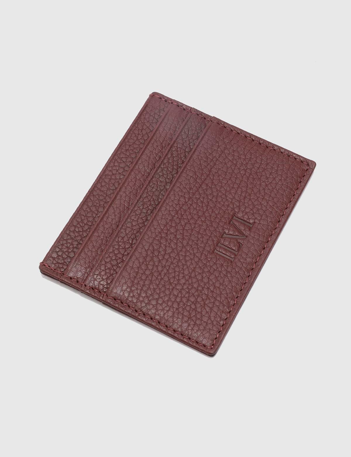 Varanasi Burgundy Floater Leather Unisex Card Holder