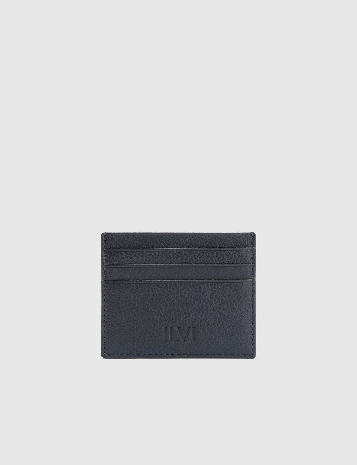 Varanasi Navy Blue Floater Leather Unisex Card Holder