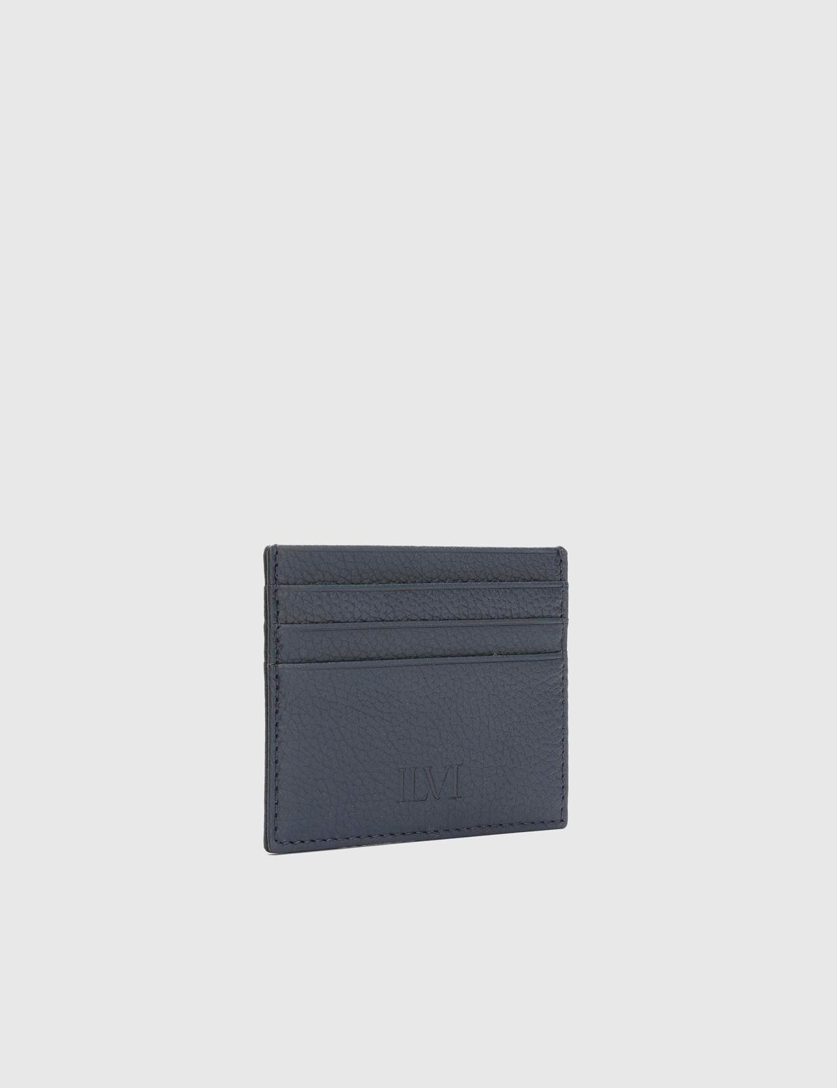 Varanasi Navy Blue Floater Leather Unisex Card Holder