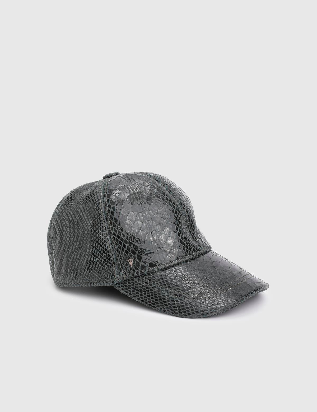 Vero Green Unisex Snake Leather Cap
