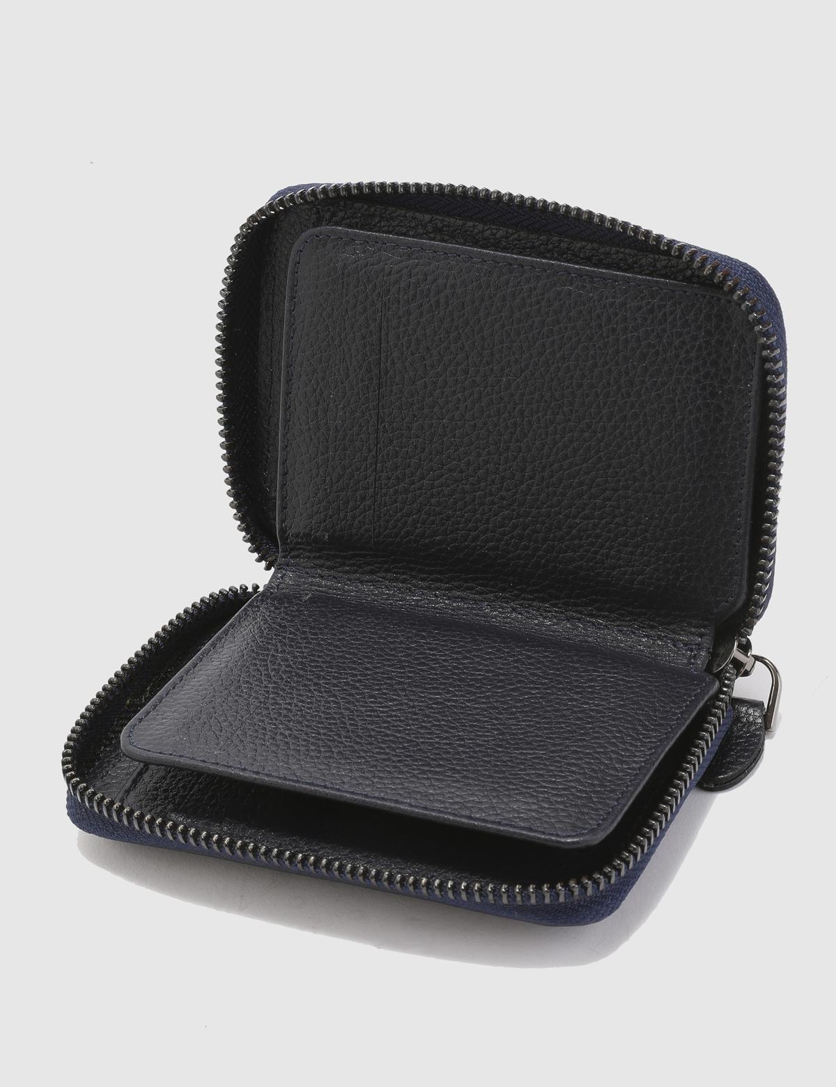 Vigilio Navy Blue Floater Leather Unisex Card Holder