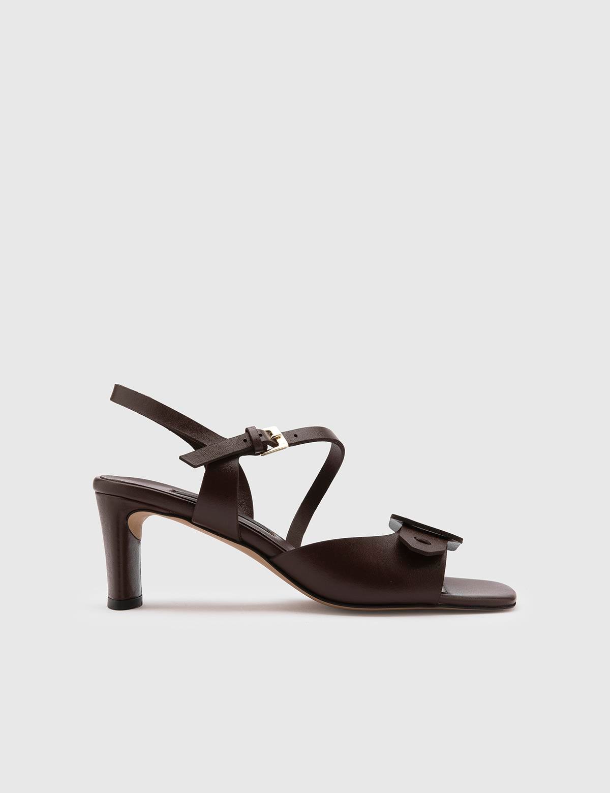 Vince Brown Leather Women's Heeled Sandal