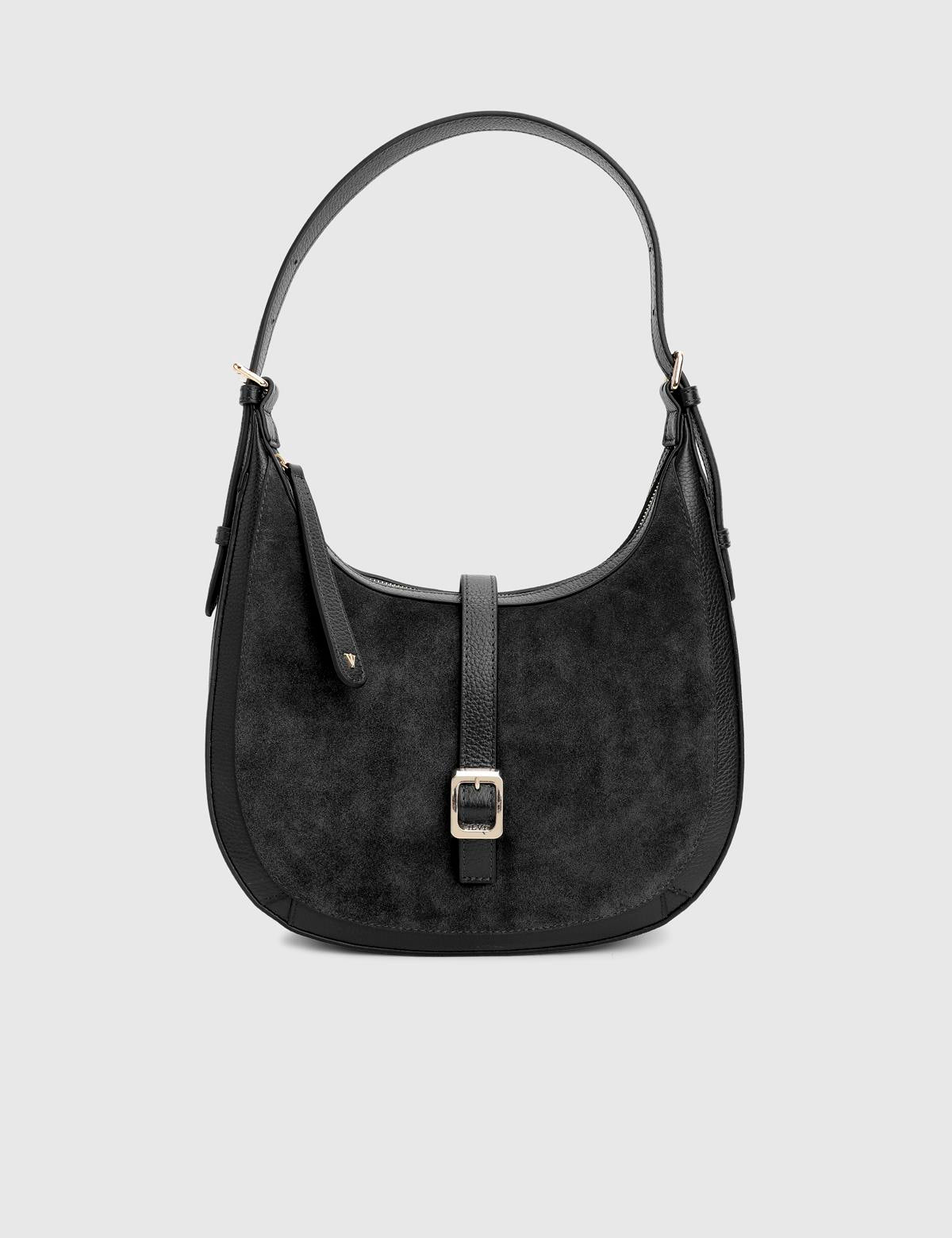 Vlasyi Black Suede Floater Leather Women's Shoulder Bag