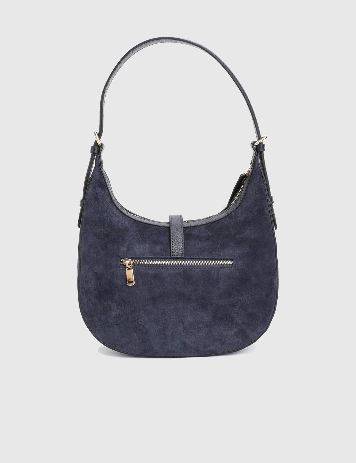 Vlasyi Navy Blue Suede Leather Crocodile Women's Shoulder Bag