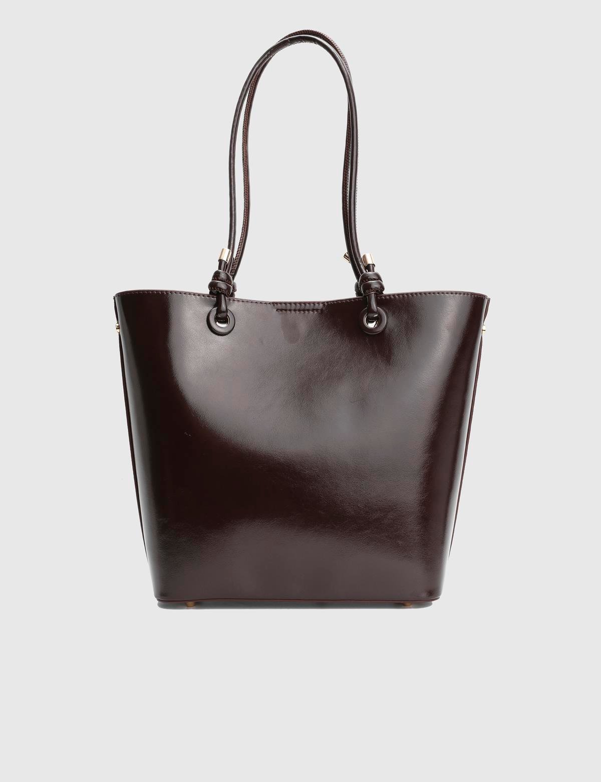 Volten Brown Suede Patent Leather Women's Shoulder Bag