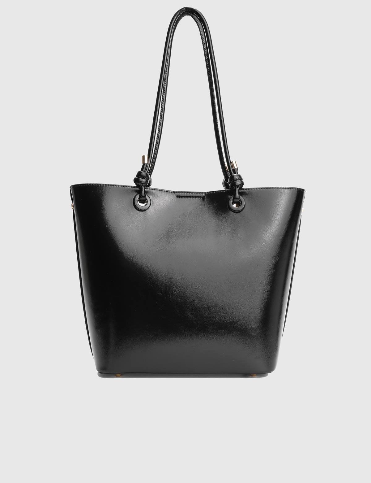 Volten Black Suede Patent Leather Women's Shoulder Bag