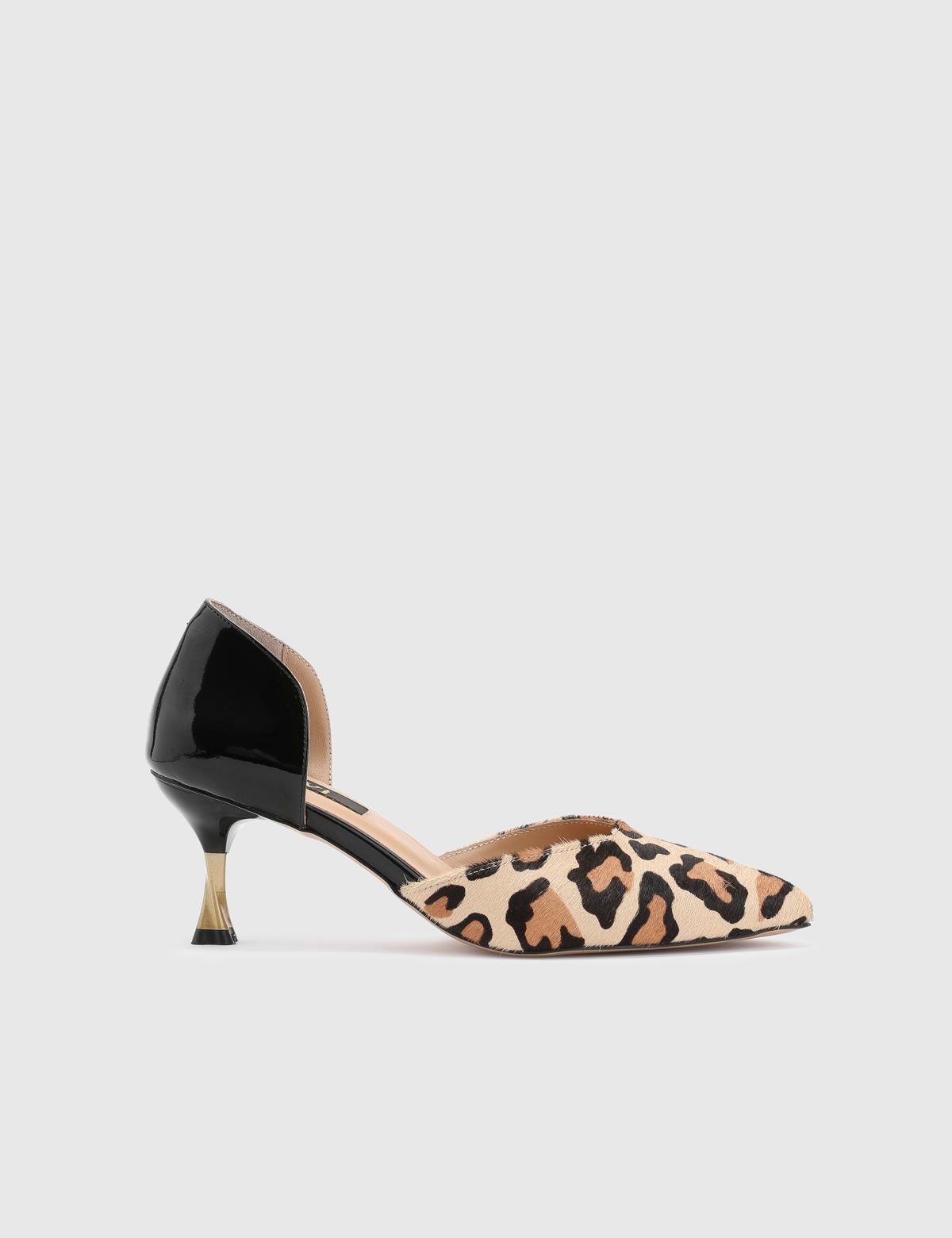 Warre Leopard Patent Leather Foal Fur Women's Pump