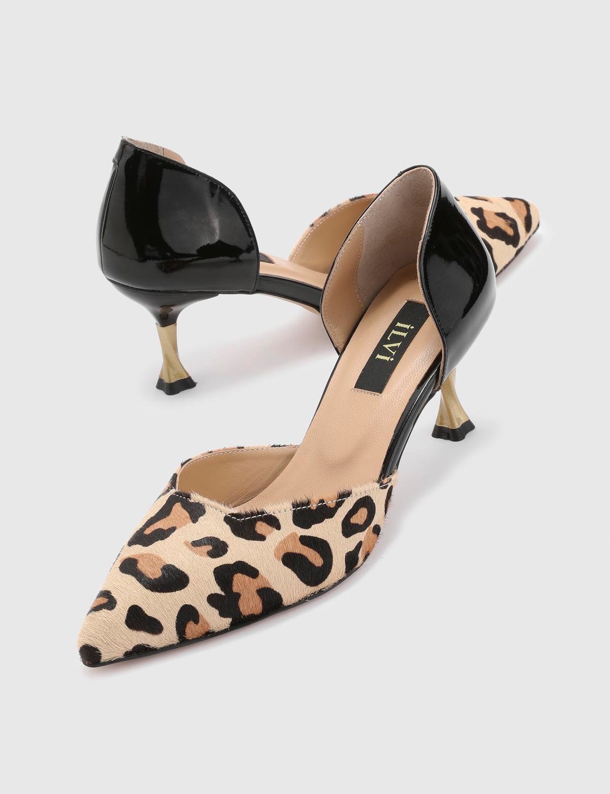 Warre Leopard Patent Leather Foal Fur Women's Pump