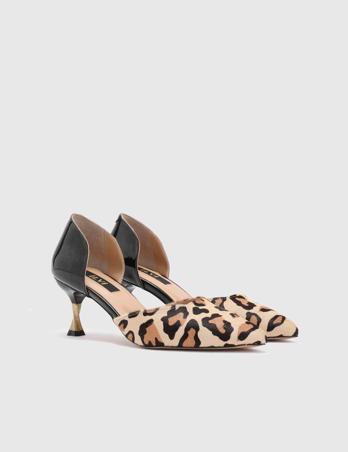 Warre Leopard Patent Leather Foal Fur Women's Pump
