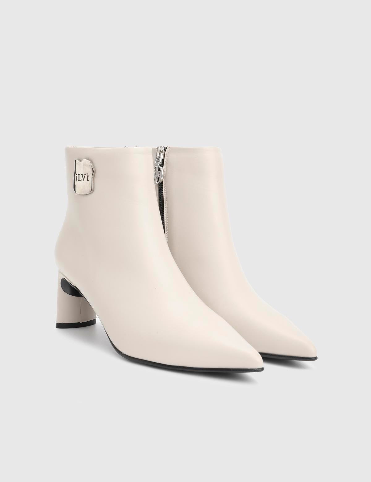 Yano Cream Leather Women's Heeled Boot