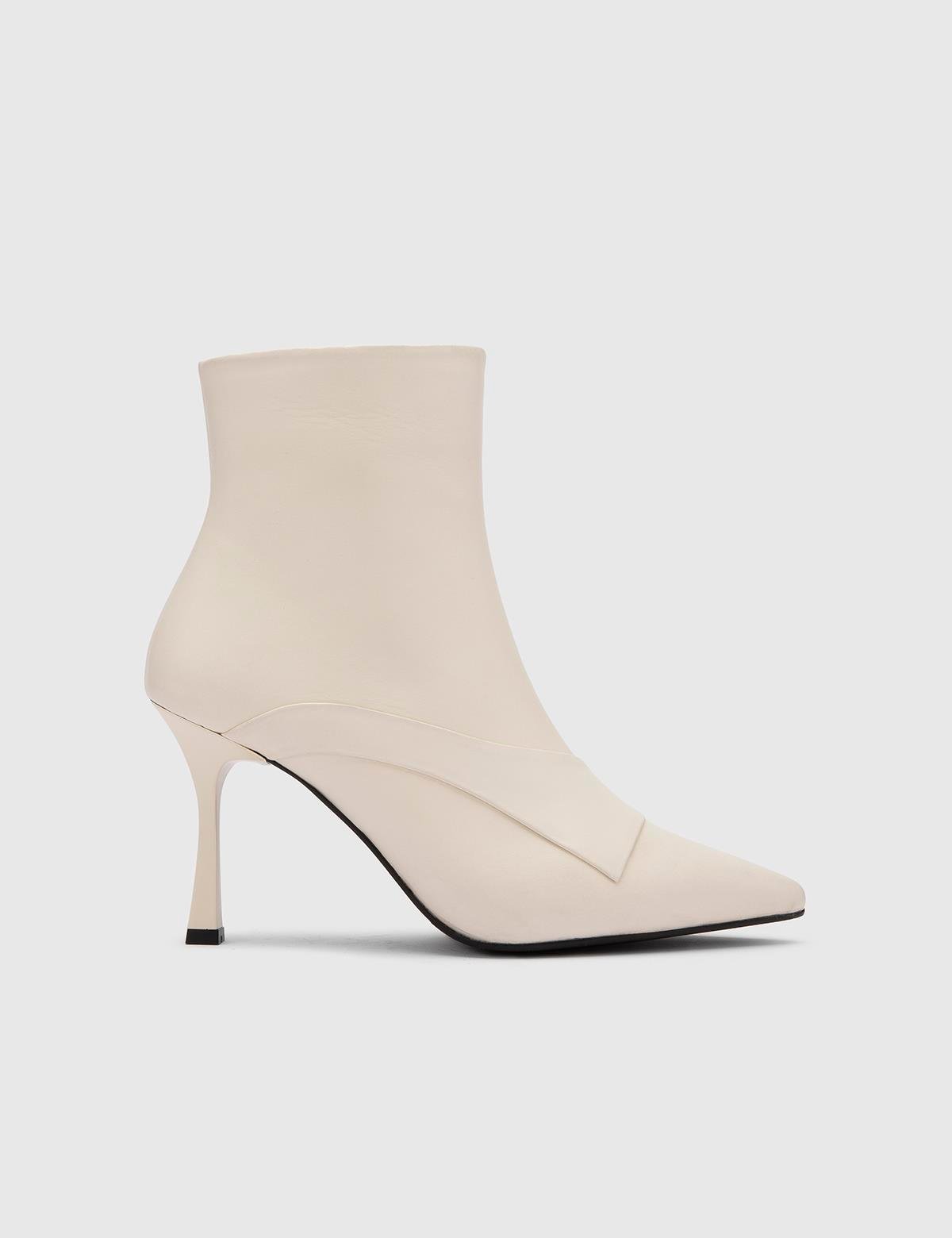 Antti Cream Leather Women's Heeled Boot