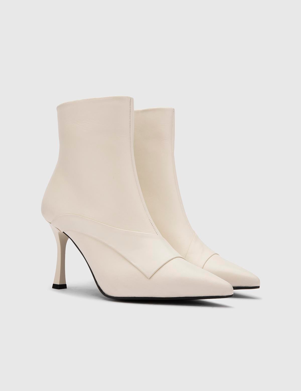 Antti Cream Leather Women's Heeled Boot