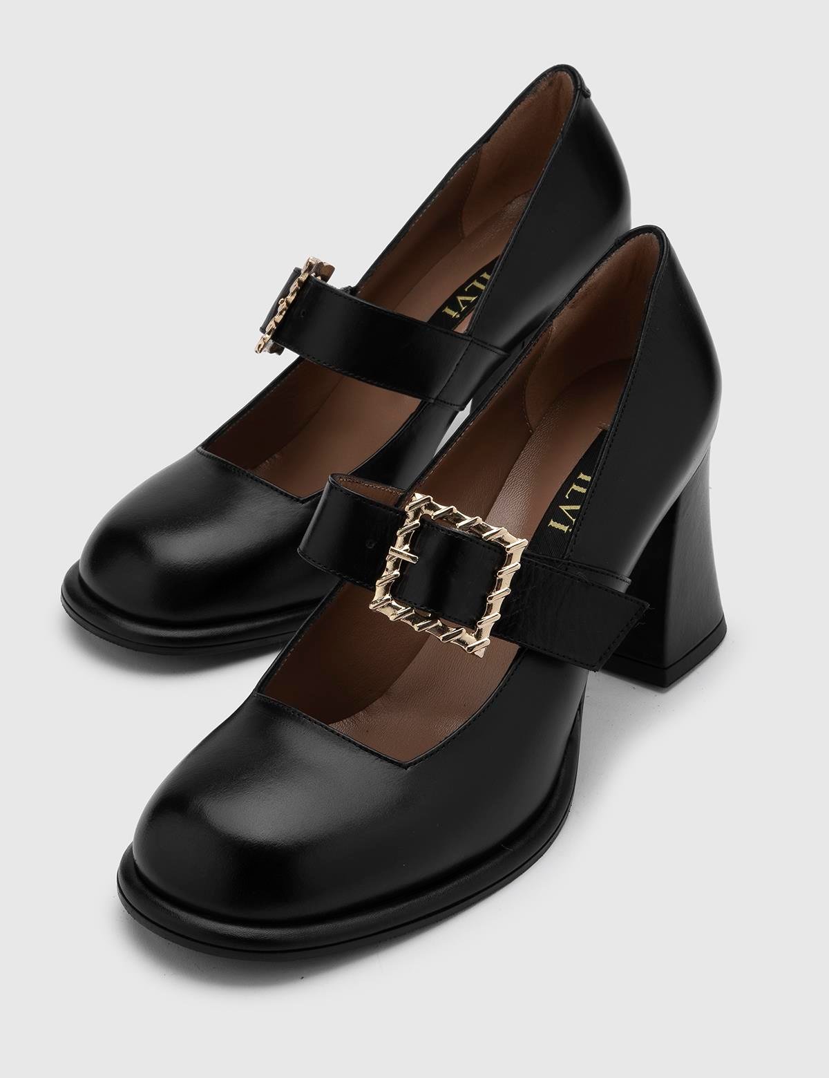 Beso Black Leather Women's Pump