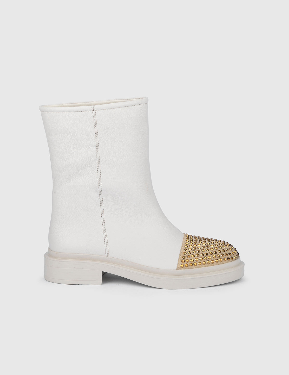 Cansug White Floater Leather Women's Boot